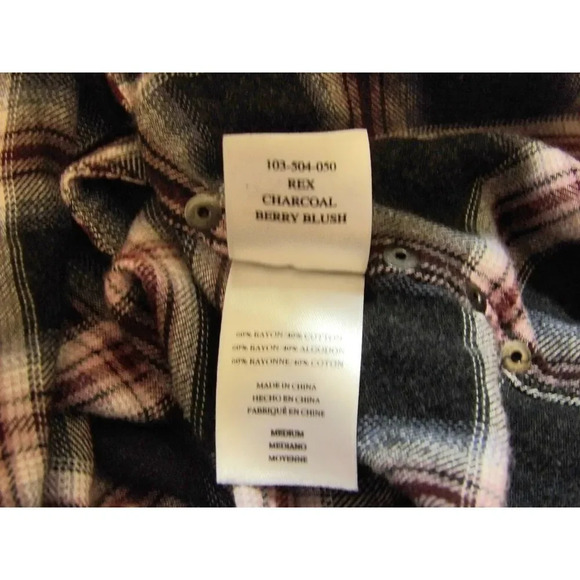 Rails Womens Rex Charcoal Berry Blush Studded Plaid Shirt Medium‎ - Picture 5 of 5